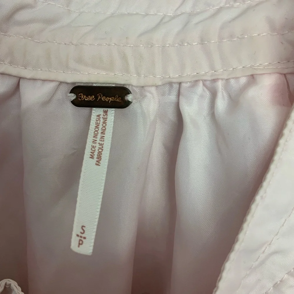 Free‎ People Sz Small Midnight Bomber Blush Light Pink Zip Jacket Pockets